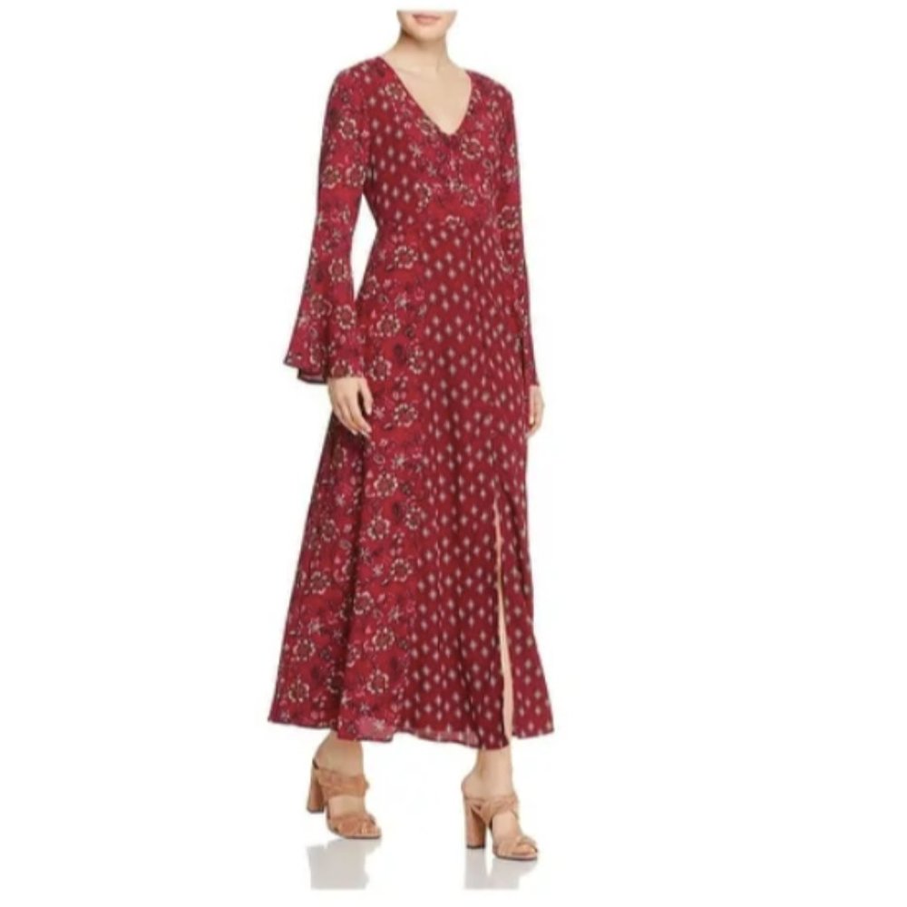 Band of gypsies pink floral Bell sleeve maxi dress